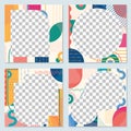 Social media post design template. Abstract frame set with geometric shapes. Modern background for photo. Square banner, poster